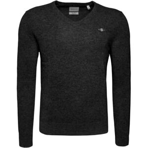 GANT Extrafine lammull V-hals, dc charcoal melange, S GANT Extrafine lammull V-hals, dc charcoal melange, S
