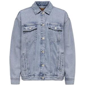 ONLY damjeansjacka, huva med dragsko, ärmmuddar med knapp, djup axeljacka, Ljusblå denim, S ONLY damjeansjacka, huva med dragsko, ärmmuddar med knapp, djup axeljacka, Ljusblå denim, S