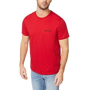 Nautica Kortärmad T-shirt med rund hals för män, röd solid, S Nautica Kortärmad T-shirt med rund hals för män, röd solid, S