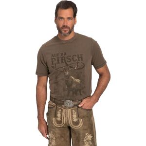 JP 1880 herr, traditionell traditionell stil, halvkort ärm, stort tryck, vintage look, brösttryck, rund hals T-shirt, Brun, 8XL JP 1880 herr, traditionell traditionell stil, halvkort ärm, stort tryck, vintage look, brösttryck, rund hals T-shirt, Brun, 8XL