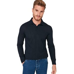 Trendyol Man Slim Bodycon Polo Neck Stickat tröja, marinblå, L Trendyol Man Slim Bodycon Polo Neck Stickat tröja, marinblå, L