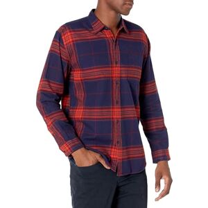 Amazon Essentials Men's Långärmad flanellskjorta (finns i Big & Tall), Mörkblå Orange Stora rutor, L Amazon Essentials Men's Långärmad flanellskjorta (finns i Big & Tall), Mörkblå Orange Stora rutor, L