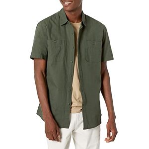 Amazon Essentials Men's Kortärmad Chambray-skjorta, Olivgrön, S Amazon Essentials Men's Kortärmad Chambray-skjorta, Olivgrön, S