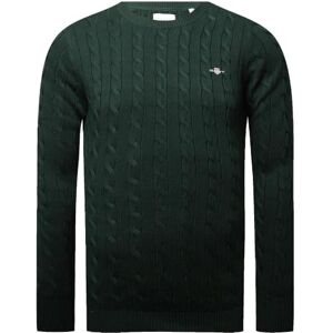 GANT Bomull Cable C-Neck Tröja för män, Tartan grön, 3XL GANT Bomull Cable C-Neck Tröja för män, Tartan grön, 3XL