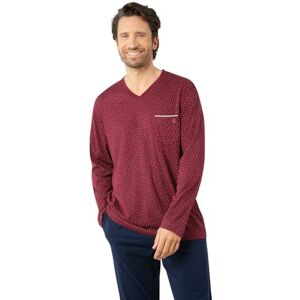 EMINENCE Affärspyjamas för män långvarig tröja i 100% bomull långärmad T-shirt med V-ringning + byxor med 2 fickor Oeko-TEX® Standard 100, Bordeaux/marinblå, S EMINENCE Affärspyjamas för män långvarig tröja i 100% bomull långärmad T-shirt med V-ringning + byxor med 2 fickor Oeko-TEX® Standard 100, Bordeaux/marinblå, S
