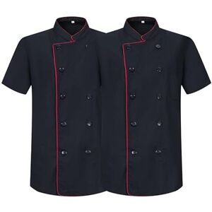 MISEMIYA Pack 2 enheter Kockjacka Män Kock Herrjacka Uniform Hosteleria Ref.2-6421B, Svart 21, S MISEMIYA Pack 2 enheter Kockjacka Män Kock Herrjacka Uniform Hosteleria Ref.2-6421B, Svart 21, S