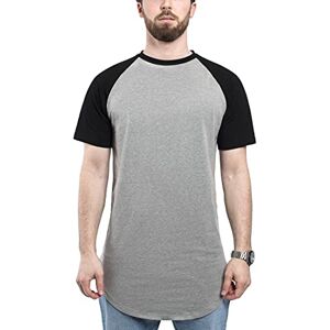 Blackskies Rund baseball Longshirt Kortärmad Kortärmad T-shirt med stor storlek lång raglan ärm raglan lång te olika färger S M L XL, Grå svart, M Blackskies Rund baseball Longshirt Kortärmad Kortärmad T-shirt med stor storlek lång raglan ärm raglan lång te olika färger S M L XL, Grå svart, M
