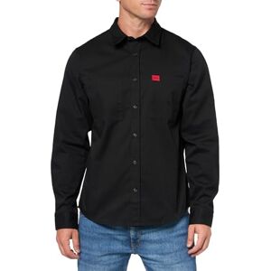 HUGO herr bomull twill vävd logotyp button-down-skjorta, Svart vinbär, XL HUGO herr bomull twill vävd logotyp button-down-skjorta, Svart vinbär, XL