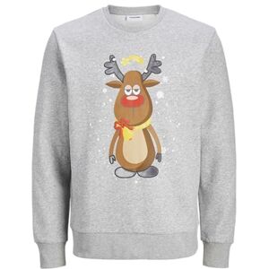 JACK & JONES JACK&JONES Jjxmas Jolly Sweat Crew Neck, Ljusgrå melange, S JACK & JONES JACK&JONES Jjxmas Jolly Sweat Crew Neck, Ljusgrå melange, S