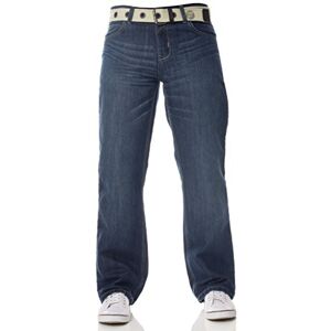 Enzo Jeans med lös passform för män, Mellantvätt, 28W / 32L Enzo Jeans med lös passform för män, Mellantvätt, 28W / 32L