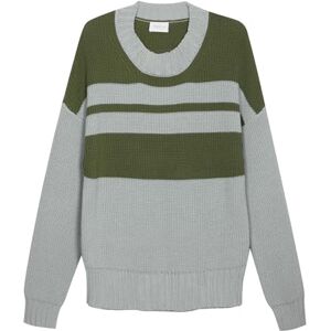 Diana Studio Stickad rund hals med brott, herr, viskos, långärmad, ledig passform, mörkgrön/grädde, tillverkad i Italien, Mörkgrön och grädde, XL Diana Studio Stickad rund hals med brott, herr, viskos, långärmad, ledig passform, mörkgrön/grädde, tillverkad i Italien, Mörkgrön och grädde, XL