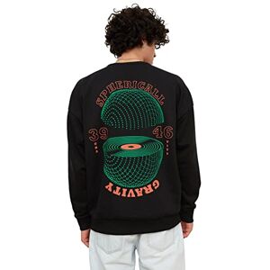 Trendyol Herr rundhalsad vanlig sweatshirt, svart, XS, Svart, XS Trendyol Herr rundhalsad vanlig sweatshirt, svart, XS, Svart, XS