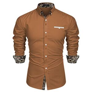 COOFANDY Herrskjorta långärmad casual button down skjortor, 01-brun, L COOFANDY Herrskjorta långärmad casual button down skjortor, 01-brun, L