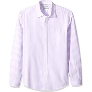 Amazon Essentials mäns Slim-Fit långärmad poplin-skjorta, lavendel vit dubbel rand, medium Amazon Essentials mäns Slim-Fit långärmad poplin-skjorta, lavendel vit dubbel rand, medium