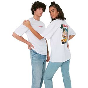 Trendyol Herr unisex avslappnad standard rundhalsad stickad T-shirt vit, Vitt, XS Trendyol Herr unisex avslappnad standard rundhalsad stickad T-shirt vit, Vitt, XS