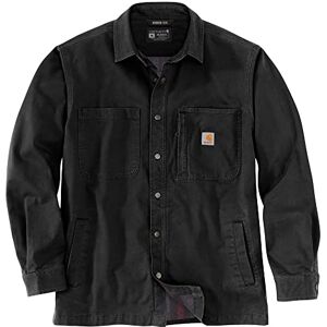 Carhartt Rugged Flex, avslappnad passform, canvas, fleece, fodrad, snap-front, jac Work, Utility, Button Down Shirt, svart, M Carhartt Rugged Flex, avslappnad passform, canvas, fleece, fodrad, snap-front, jac Work, Utility, Button Down Shirt, svart, M