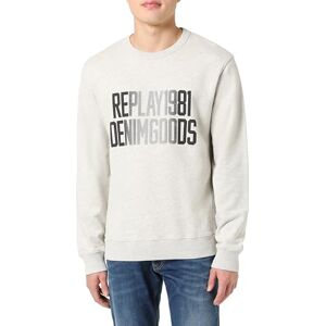 Replay herr regular fit sweatshirt av bomull, M06 ljusgrå melerad, XS Replay herr regular fit sweatshirt av bomull, M06 ljusgrå melerad, XS
