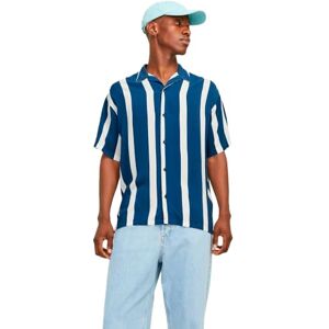JACK & JONES Jjjeff Resort randig skjorta Ss avslappnad skjorta, Signera blå, S JACK & JONES Jjjeff Resort randig skjorta Ss avslappnad skjorta, Signera blå, S