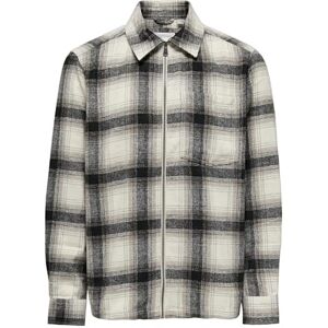 Only & Sons Onsaustin ull dragkedja långärmad tröja, Antik vit/kontroll: blå horisontell, M Only & Sons Onsaustin ull dragkedja långärmad tröja, Antik vit/kontroll: blå horisontell, M