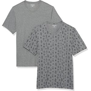 Amazon Essentials mäns Slim-Fit kortärmad V-ringad t-shirt, paket med 2, grå ljung kaktustryck, medium Amazon Essentials mäns Slim-Fit kortärmad V-ringad t-shirt, paket med 2, grå ljung kaktustryck, medium
