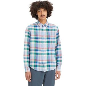 Levi's Kortärmad klassisk ficka T-shirt för män, Heath Plaid äkta blå, L Levi's Kortärmad klassisk ficka T-shirt för män, Heath Plaid äkta blå, L