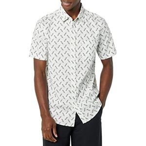 Amazon Essentials kortärmad stretch-poplin-skjorta för män (finns i stora och långa), ljusblå fågeltryck, Large Amazon Essentials kortärmad stretch-poplin-skjorta för män (finns i stora och långa), ljusblå fågeltryck, Large