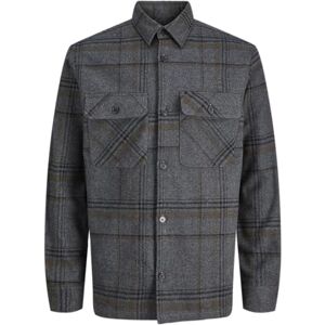 JACK & JONES Jprrayle Melange Check L/S Overshirt Sn, mörkgrå, XXL JACK & JONES Jprrayle Melange Check L/S Overshirt Sn, mörkgrå, XXL