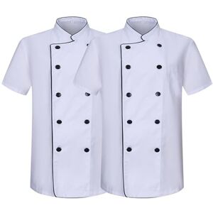 MISEMIYA Pack 2 enheter Kockjacka Män Kock Herrjacka Uniform Hosteleria Ref.2-6421B, Vit 21, XL MISEMIYA Pack 2 enheter Kockjacka Män Kock Herrjacka Uniform Hosteleria Ref.2-6421B, Vit 21, XL