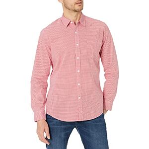 Amazon Essentials Men's Långärmad ledig poplinskjorta med normal passform, Röd Gingang, XL Amazon Essentials Men's Långärmad ledig poplinskjorta med normal passform, Röd Gingang, XL
