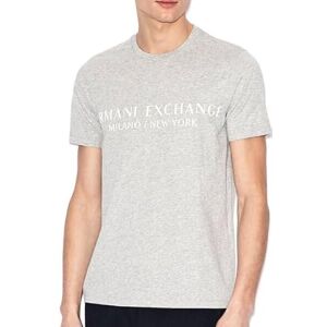 Giorgio Armani Kortärmad T-shirt med Milano/NY logotyp, Bros Grey, XS herr, Bros grå, XS Giorgio Armani Kortärmad T-shirt med Milano/NY logotyp, Bros Grey, XS herr, Bros grå, XS