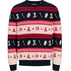 JACK & JONES Jjxmas Noel Knit Crew Neck, Äkta röd, S JACK & JONES Jjxmas Noel Knit Crew Neck, Äkta röd, S