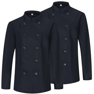 MISEMIYA 2-pack kockjacka för män kock herrjacka gästfrihetsuniform - Ref.842, Svart, XL MISEMIYA 2-pack kockjacka för män kock herrjacka gästfrihetsuniform - Ref.842, Svart, XL