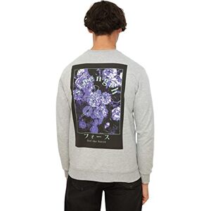 Trendyol Man ung vanlig bas stickad tröja med rund hals, Grått, S Trendyol Man ung vanlig bas stickad tröja med rund hals, Grått, S