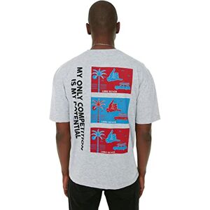 Trendyol Herr avslappnad bas rundhalsad vävd T-shirt, Grått, S Trendyol Herr avslappnad bas rundhalsad vävd T-shirt, Grått, S
