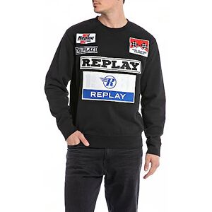 Replay Sweatshirt för män med normal passform, 098 svart, 3XL Replay Sweatshirt för män med normal passform, 098 svart, 3XL