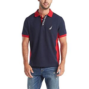 Nautica Kortärmad Färgblock för Män, Pikétröja, Marinblå, XL Nautica Kortärmad Färgblock för Män, Pikétröja, Marinblå, XL