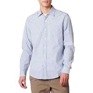 Amazon Essentials mäns Slim-Fit långärmad poplin-skjorta, blå vit vertikal rand, medium Amazon Essentials mäns Slim-Fit långärmad poplin-skjorta, blå vit vertikal rand, medium