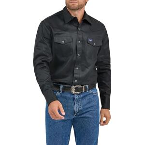 Wrangler Cowboy-skuren långärmad arbetsskjorta med tryckknappar i västernstil för män, tvättad finish, ogenomskinlig, Svart, M Wrangler Cowboy-skuren långärmad arbetsskjorta med tryckknappar i västernstil för män, tvättad finish, ogenomskinlig, Svart, M