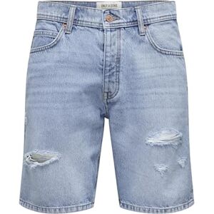 Only & Sons ONLY&SONS Herrshorts denim midi Bermuda Mid Waist byxor bomull fem-poet-byxor, Ljusblå, M Only & Sons ONLY&SONS Herrshorts denim midi Bermuda Mid Waist byxor bomull fem-poet-byxor, Ljusblå, M