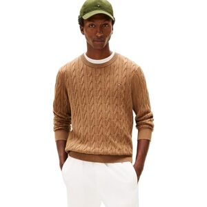 Tommy Hilfiger herr klassisk bomullskabel rund hals MW0MW33132 pullover tröja, brun, XL, Brun (Highland Khaki Heather), XL Tommy Hilfiger herr klassisk bomullskabel rund hals MW0MW33132 pullover tröja, brun, XL, Brun (Highland Khaki Heather), XL