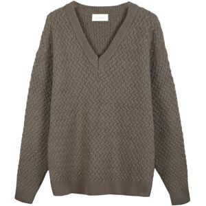 Diana Studio , Tröja med V-ringning herr, kashmirblandning, långärmad, ledig passform, taupe, L, Taupe, L-XXL Diana Studio , Tröja med V-ringning herr, kashmirblandning, långärmad, ledig passform, taupe, L, Taupe, L-XXL