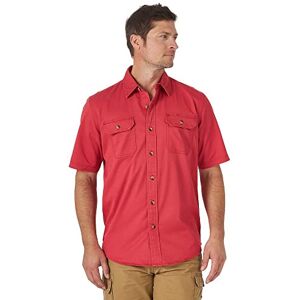 Wrangler Authentics herr Weather Anything kortärmad vävd skjorta skjorta med button-down-krage, Scharlakansröd, M Wrangler Authentics herr Weather Anything kortärmad vävd skjorta skjorta med button-down-krage, Scharlakansröd, M