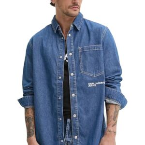 KARL LAGERFELD JEANS , Herr, Vanlig Jeansskjorta, Vanlig Fit, Blå, M KARL LAGERFELD JEANS , Herr, Vanlig Jeansskjorta, Vanlig Fit, Blå, M