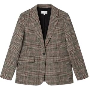 Springfield Checked Blazer med enkel främre knapp, beige, L för kvinnor Springfield Checked Blazer med enkel främre knapp, beige, L för kvinnor