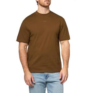 HUGO Kortärmad tröja med central logotyp för män, mörk sepia, XL HUGO Kortärmad tröja med central logotyp för män, mörk sepia, XL