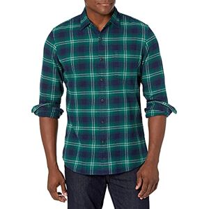 Amazon Essentials Herr Slim-Fit långärmad rutig flanellskjorta (begränsad upplaga färger), grön marinblå rutig, X-Small Amazon Essentials Herr Slim-Fit långärmad rutig flanellskjorta (begränsad upplaga färger), grön marinblå rutig, X-Small