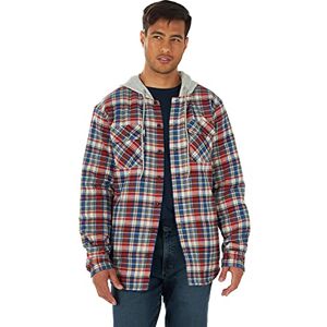 Wrangler Authentics långärmad quiltad flanellskjorta för män med huva, knapp-down skjorta, blå, S Wrangler Authentics långärmad quiltad flanellskjorta för män med huva, knapp-down skjorta, blå, S