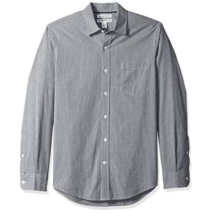 Amazon Essentials mäns Slim-Fit långärmad poplin-skjorta, svart gingham, Small Amazon Essentials mäns Slim-Fit långärmad poplin-skjorta, svart gingham, Small