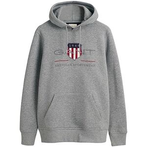 GANT Herr Reg Archive Shield Hoodie Huvtröja, Grå melange, L GANT Herr Reg Archive Shield Hoodie Huvtröja, Grå melange, L