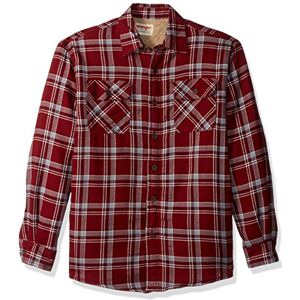 Wrangler Authentics långärmad sherpa-fodrad skjorta jacka för män, granatäpple, S Wrangler Authentics långärmad sherpa-fodrad skjorta jacka för män, granatäpple, S